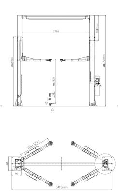 1820mm 4 ascenseurs des véhicules à moteur de courrier du plancher 2 d'espace libre de Ton Car Lifting Machine With