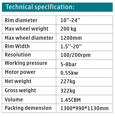 Balancier de équilibrage 100/200rpm de pneu de camion de la CE de machine de roue de camion d'affichage à LED